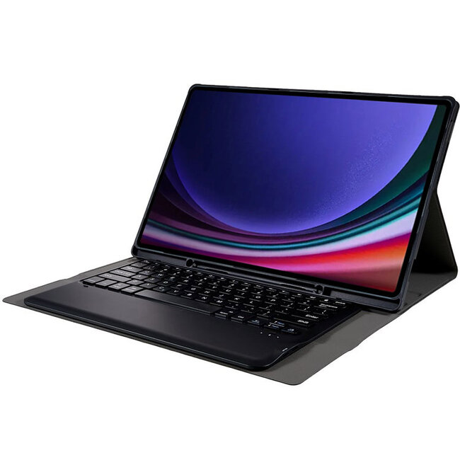 Case2go - Bluetooth Toetsenbord Hoes voor Samsung Galaxy Tab S10 Ultra / Tab S9 Ultra - 14.6 Inch - Met stylus pen houder - QWERTY Keyboard case - Zwart