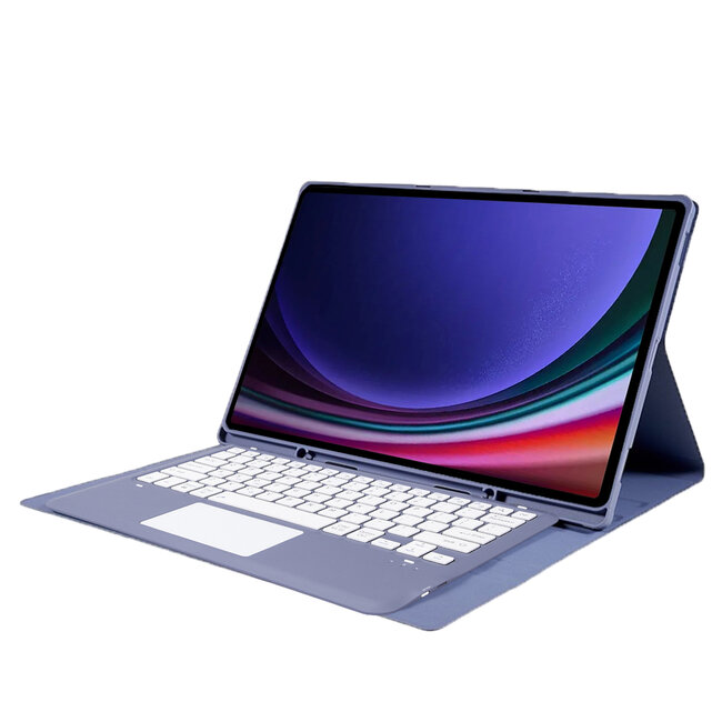 Case2go - Bluetooth Toetsenbord Hoes voor Samsung Tab S10 Ultra / S9 Ultra (14.6 inch) – Met Pencil Houder - Auto Wake/Sleep - Touchpad - Paars