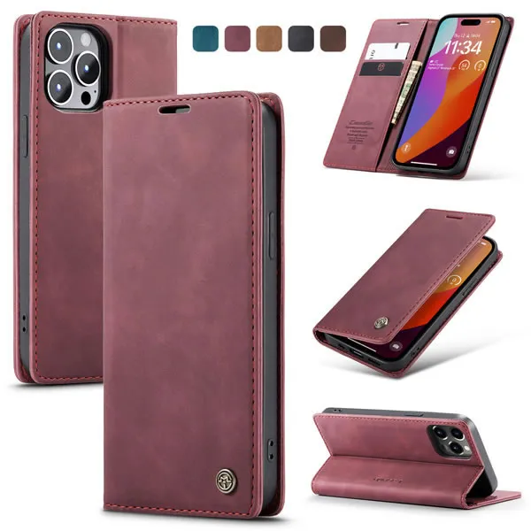 CaseMe - Telefoonhoesje geschikt voor Apple iPhone 15 Pro - Wallet Book Case - Met Magnetische Sluiting - Rood afbeelding