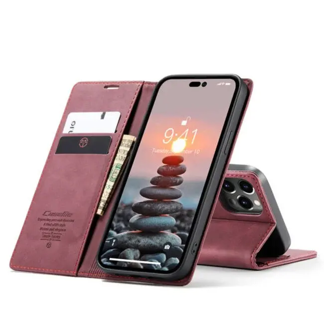 CaseMe - Telefoonhoesje geschikt voor Apple iPhone 15 Pro Max - Wallet Book Case - Met Magnetische Sluiting - Rood