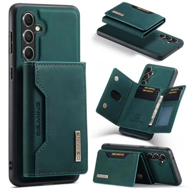 CaseMe - Telefoonhoesje geschikt voor Samsung Galaxy S23 FE - Back Cover - Met Magnetische Pasjeshouder - Donker Groen