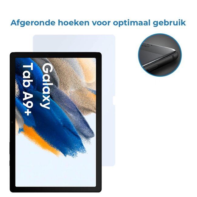 Case2go - Tablet Screenprotector geschikt voor Samsung Galaxy Tab A9 Plus - 11 Inch - Tempered Glass - Case Friendly - Transparant