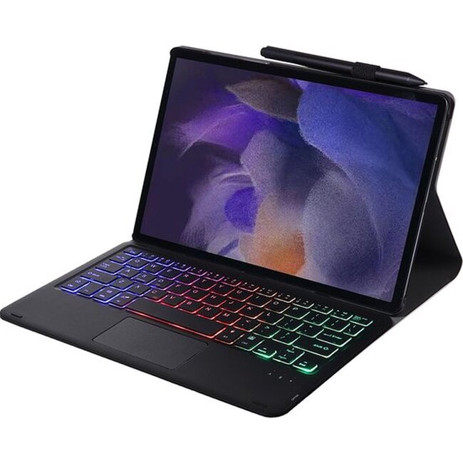 Case2go - Tablet Toetsenbord Hoes geschikt voor Samsung Galaxy Tab A8 (2021) 10.5 Inch - QWERTY Indeling - Bluetooth Toetsenbord met Touchpad en RGB - Zwart