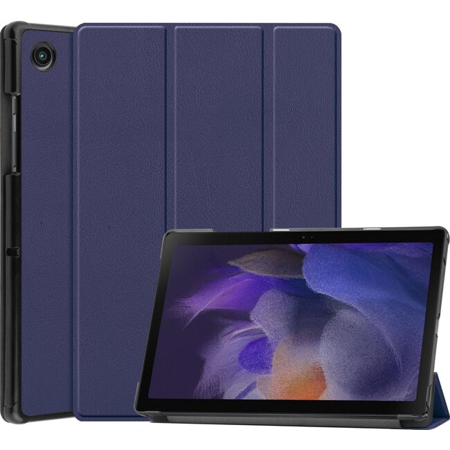 Tablet hoes geschikt voor Samsung Galaxy Tab A8 (2022 &amp; 2021) tri-fold hoes met auto/wake functie - 10.5 inch - Donker Blauw