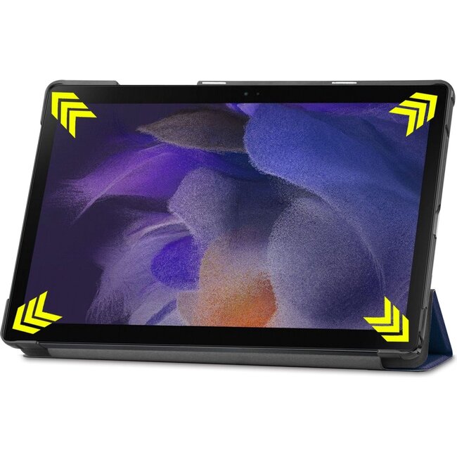 Tablet hoes geschikt voor Samsung Galaxy Tab A8 (2022 &amp; 2021) tri-fold hoes met auto/wake functie - 10.5 inch - Donker Blauw