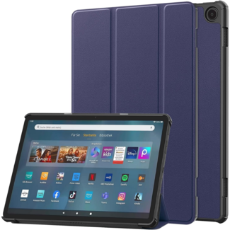 Case2go Case2go - Tablet hoes geschikt voor Amazon Fire Max 11 (2023) - Tri-Fold Book Case - Auto Wake/Sleep functie - Donker Blauw