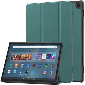 Case2go Case2go - Tablet hoes geschikt voor Amazon Fire Max 11 (2023) - Tri-Fold Book Case - Auto Wake/Sleep functie - Donker Groen