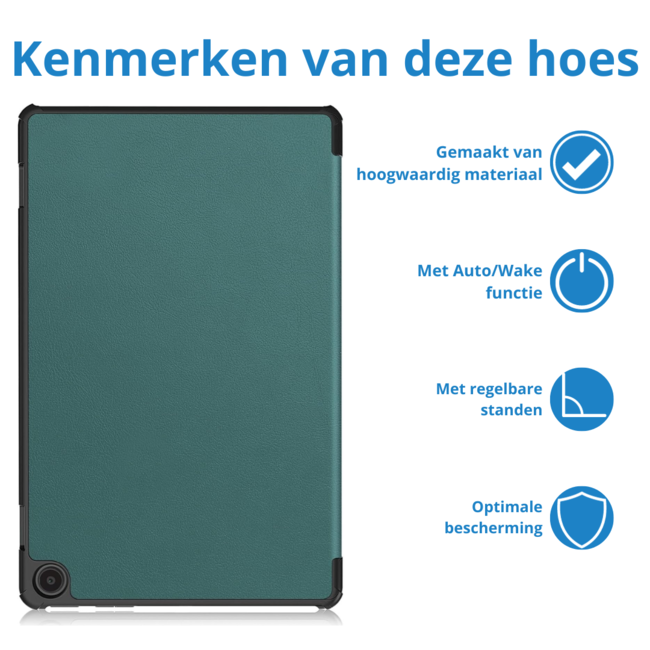 Case2go - Tablet hoes geschikt voor Amazon Fire Max 11 (2023) - Tri-Fold Book Case - Auto Wake/Sleep functie - Donker Groen