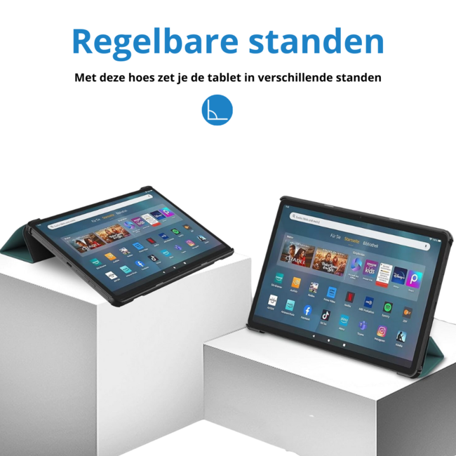 Case2go - Tablet hoes geschikt voor Amazon Fire Max 11 (2023) - Tri-Fold Book Case - Auto Wake/Sleep functie - Donker Groen