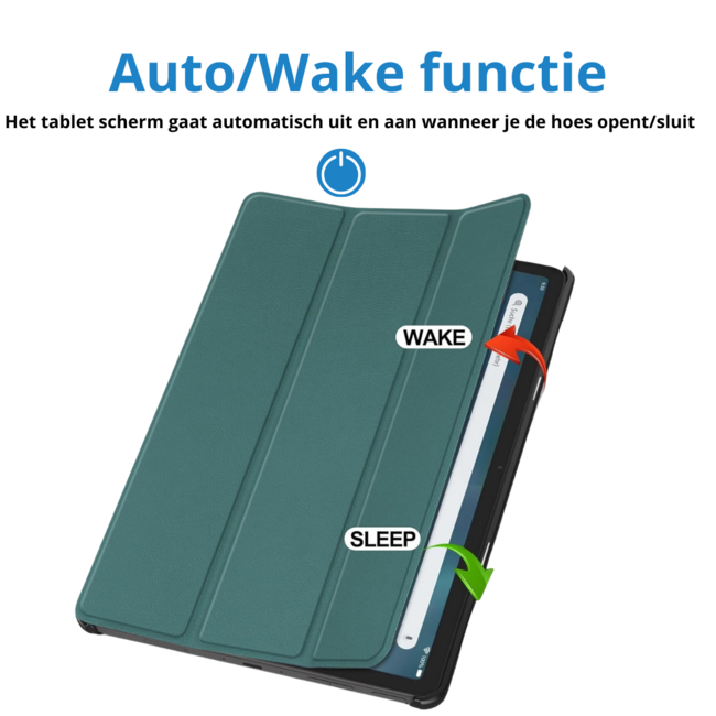 Case2go - Tablet hoes geschikt voor Amazon Fire Max 11 (2023) - Tri-Fold Book Case - Auto Wake/Sleep functie - Donker Groen