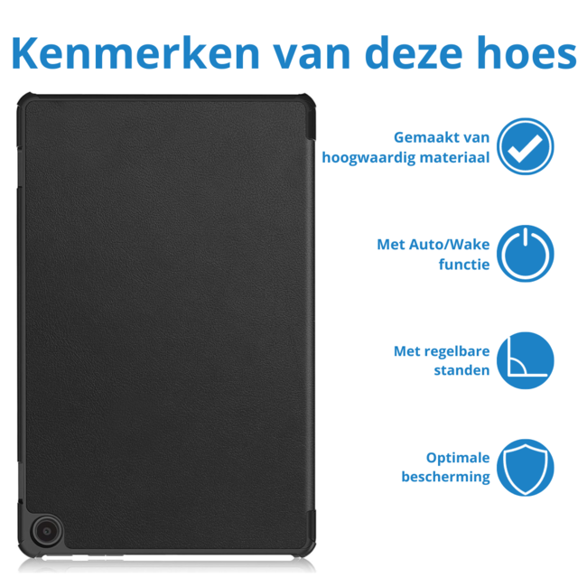 Case2go - Tablet hoes geschikt voor Amazon Fire Max 11 (2023) - Tri-Fold Book Case - Auto Wake/Sleep functie - Zwart
