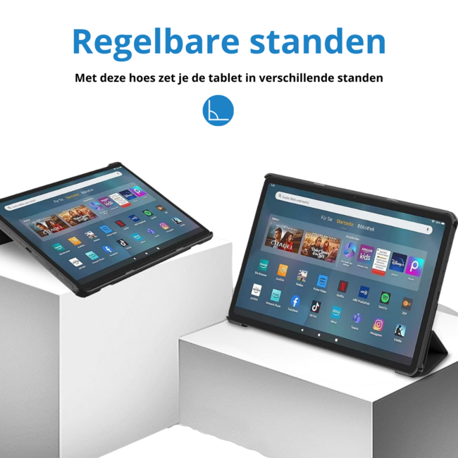 Case2go - Tablet hoes geschikt voor Amazon Fire Max 11 (2023) - Tri-Fold Book Case - Auto Wake/Sleep functie - Zwart