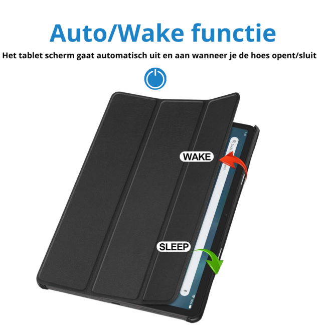 Case2go - Tablet hoes geschikt voor Amazon Fire Max 11 (2023) - Tri-Fold Book Case - Auto Wake/Sleep functie - Zwart