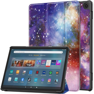 Case2go Case2go - Tablet hoes geschikt voor Amazon Fire Max 11 (2023) - Tri-Fold Book Case - Auto Wake/Sleep functie - Galaxy