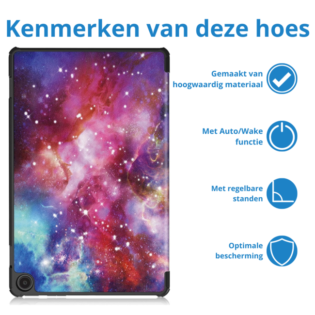 Case2go - Tablet hoes geschikt voor Amazon Fire Max 11 (2023) - Tri-Fold Book Case - Auto Wake/Sleep functie - Galaxy