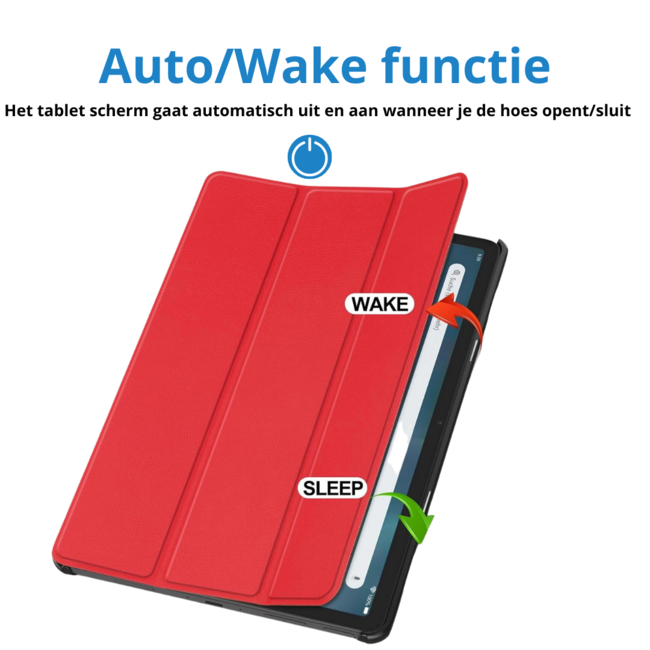 Case2go - Tablet hoes geschikt voor Amazon Fire Max 11 (2023) - Tri-Fold Book Case - Auto Wake/Sleep functie - Rood