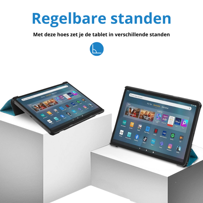 Case2go - Tablet hoes geschikt voor Amazon Fire Max 11 (2023) - Tri-Fold Book Case - Auto Wake/Sleep functie - Witte Bloesem