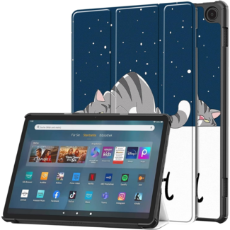Case2go Case2go - Tablet hoes geschikt voor Amazon Fire Max 11 (2023) - Tri-Fold Book Case - Auto Wake/Sleep functie - Goodnight