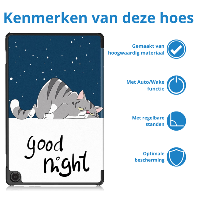Case2go - Tablet hoes geschikt voor Amazon Fire Max 11 (2023) - Tri-Fold Book Case - Auto Wake/Sleep functie - Goodnight