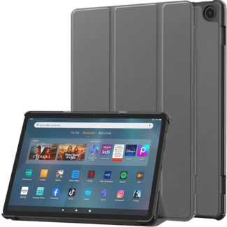 Case2go Case2go - Tablet hoes geschikt voor Amazon Fire Max 11 (2023) - Tri-Fold Book Case - Auto Wake/Sleep functie - Grijs