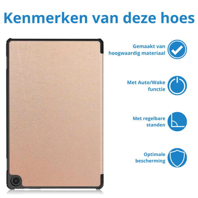 Case2go - Tablet hoes geschikt voor Amazon Fire Max 11 (2023) - Tri-Fold Book Case - Auto Wake/Sleep functie - Rose-Goud