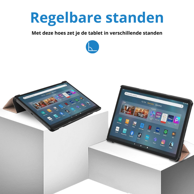 Case2go - Tablet hoes geschikt voor Amazon Fire Max 11 (2023) - Tri-Fold Book Case - Auto Wake/Sleep functie - Rose-Goud