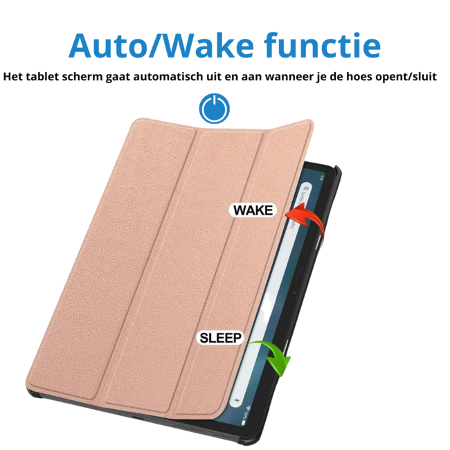 Case2go - Tablet hoes geschikt voor Amazon Fire Max 11 (2023) - Tri-Fold Book Case - Auto Wake/Sleep functie - Rose-Goud