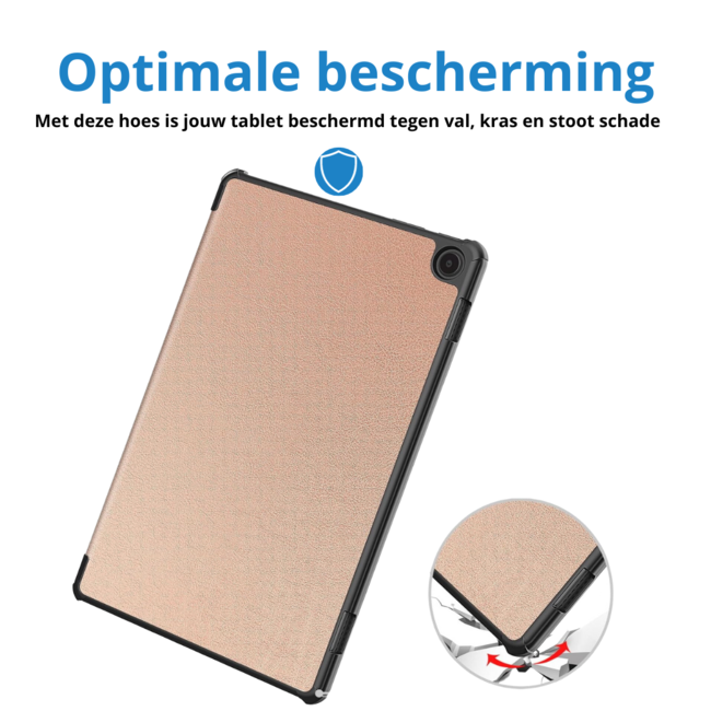 Case2go - Tablet hoes geschikt voor Amazon Fire Max 11 (2023) - Tri-Fold Book Case - Auto Wake/Sleep functie - Rose-Goud