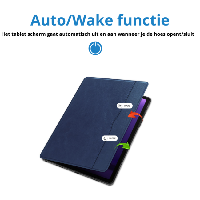 Case2go - Tablet hoes geschikt voor Samsung Galaxy Tab S9/S9 FE (2023) - Business Wallet Book Case - Auto Wake/Sleep functie - Donker Blauw