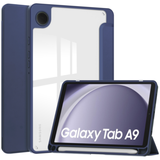 Case2go Case2go - Tablet hoes geschikt voor Samsung Galaxy Tab A9 (2023) - Acrylic Trifold case met Pencil houder - Donker Blauw