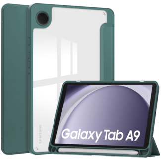 Case2go Case2go - Tablet hoes geschikt voor Samsung Galaxy Tab A9 (2023) - Acrylic Trifold case met Pencil houder - Donker Groen