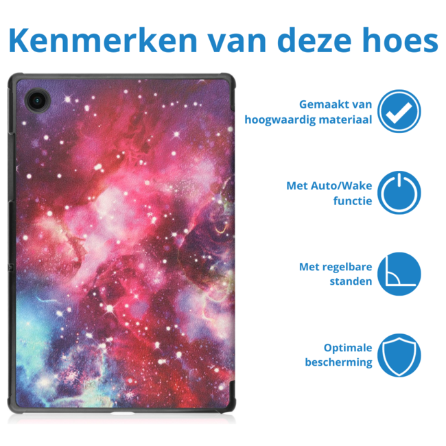 Tablet hoes geschikt voor Samsung Galaxy Tab A8 (2022 &amp; 2021) tri-fold hoes met auto/wake functie - 10.5 inch - Galaxy