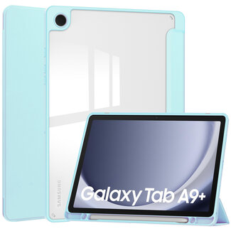 Case2go Case2go - Tablet hoes geschikt voor Samsung Galaxy Tab A9 Plus (2023) - Acrylic Trifold case met Pencil houder - Licht Blauw