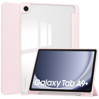 Case2go Case2go - Tablet hoes geschikt voor Samsung Galaxy Tab A9 Plus (2023) - Acrylic Trifold case met Pencil houder - Licht Roze