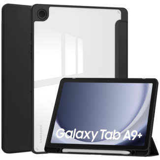 Case2go Case2go - Tablet hoes geschikt voor Samsung Galaxy Tab A9 Plus (2023) - Acrylic Trifold case met Pencil houder - Zwart