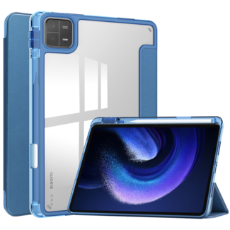 Case2go Case2go - Tablet hoes geschikt voor Xiaomi Pad 6 - Acrylic Trifold case met Pencil houder - Blauw