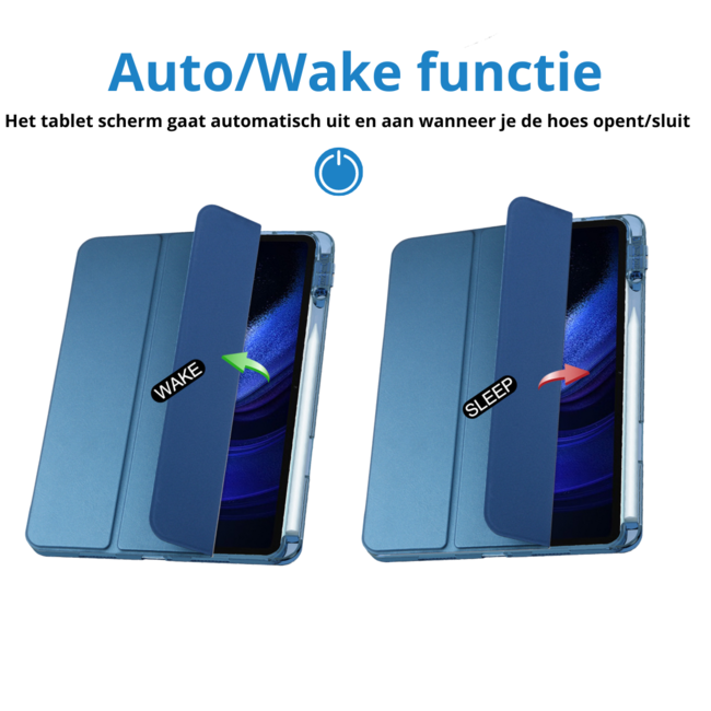 Case2go - Tablet hoes geschikt voor Xiaomi Pad 6 / Pad 6 Pro - Acrylic Trifold case met Pencil houder - Blauw