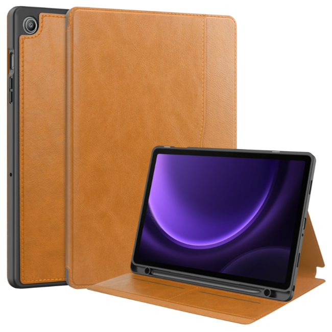 Case2go - Tablet hoes geschikt voor Samsung Galaxy Tab A9 Plus - Business Wallet Book Case - Auto Wake/Sleep functie - Bruin