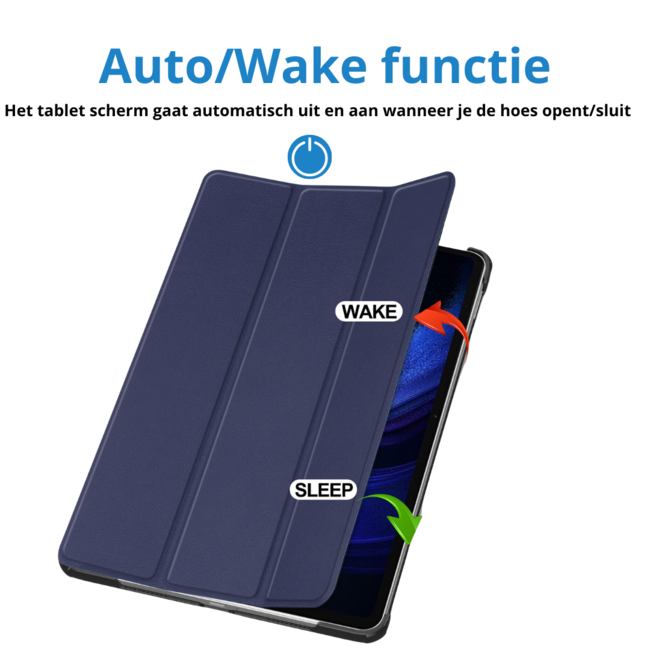Case2go - Tablet hoes geschikt voor Xiaomi Pad 6 / Pad 6 Pro - Tri-Fold Book Case - Auto Wake/Sleep functie - Donker Blauw