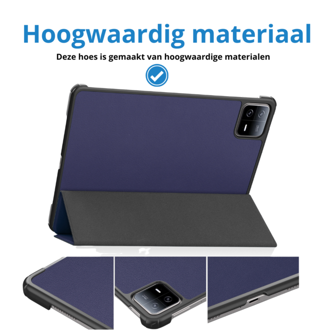 Case2go - Tablet hoes geschikt voor Xiaomi Pad 6 / Pad 6 Pro - Tri-Fold Book Case - Auto Wake/Sleep functie - Donker Blauw