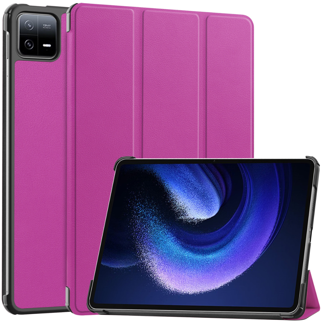 Case2go - Tablet hoes geschikt voor Xiaomi Pad 6 / Pad 6 Pro - Tri-Fold Book Case - Auto Wake/Sleep functie - Paars afbeelding