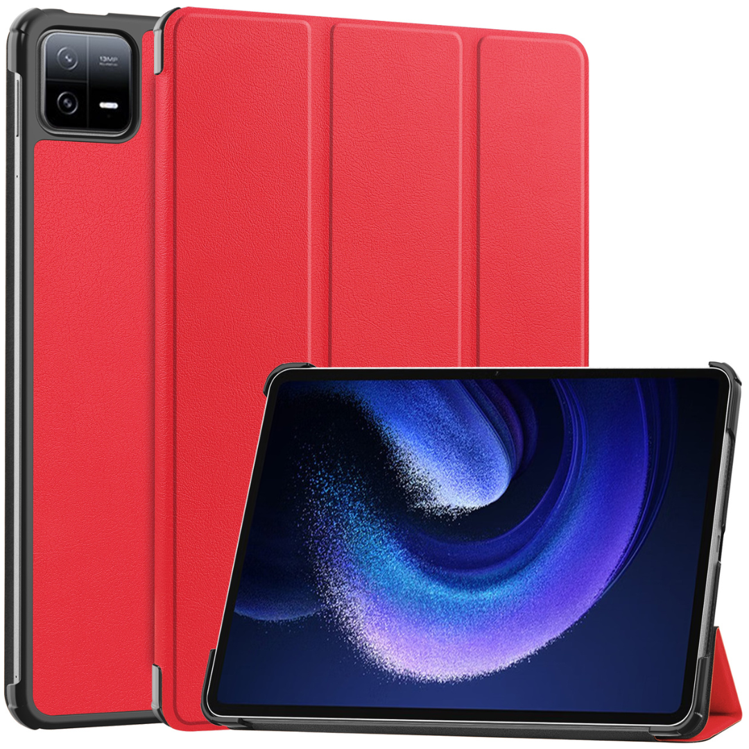 Case2go - Tablet hoes geschikt voor Xiaomi Pad 6 / Pad 6 Pro - Tri-Fold Book Case - Auto Wake/Sleep functie - Rood afbeelding