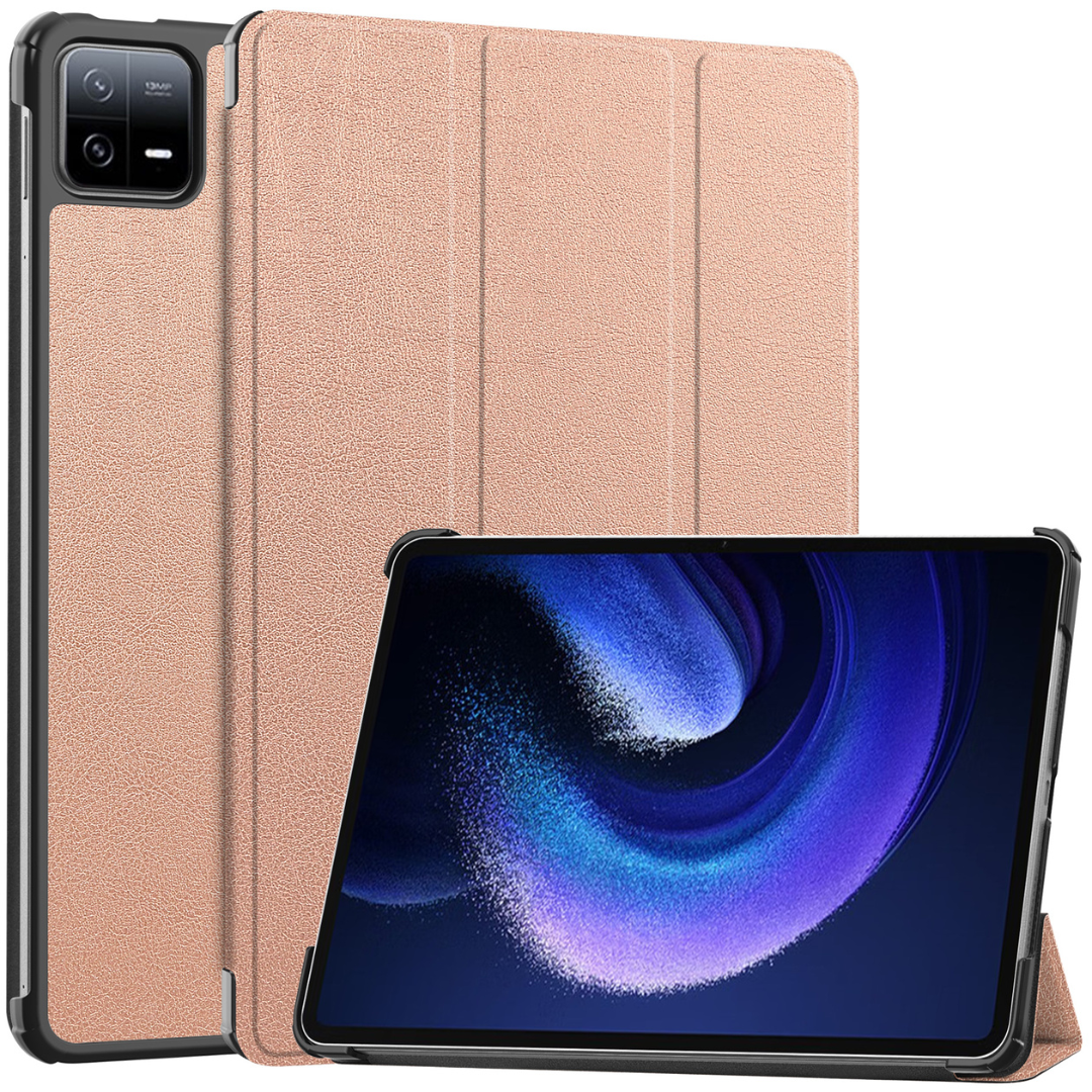 Case2go - Tablet hoes geschikt voor Xiaomi Pad 6 / Pad 6 Pro - Tri-Fold Book Case - Auto Wake/Sleep functie - Rose Goud afbeelding