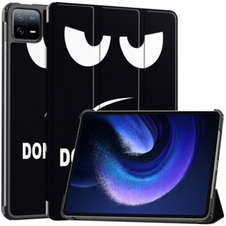 Case2go Case2go - Tablet hoes geschikt voor Xiaomi Pad 6 (2023) - Tri-Fold Book Case - Auto Wake/Sleep functie - Don't Touch Me