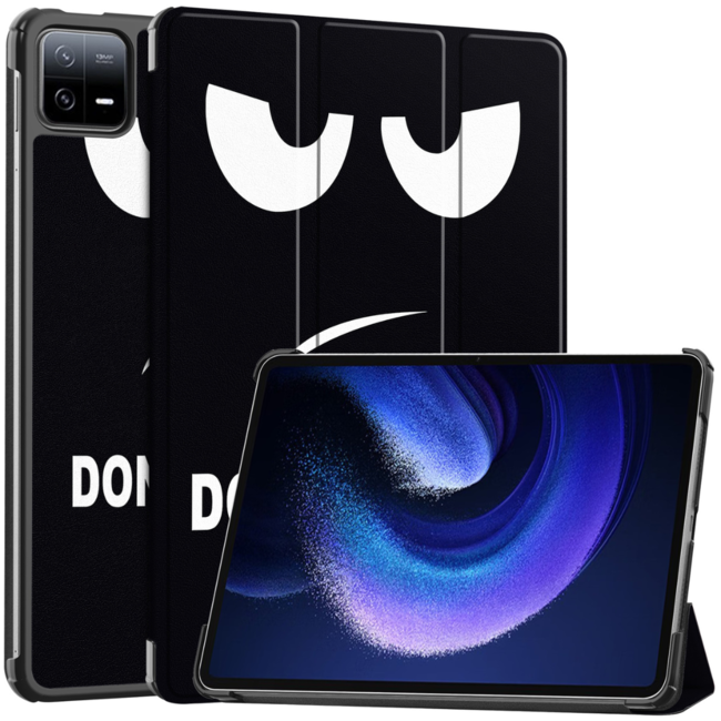 Case2go - Tablet hoes geschikt voor Xiaomi Pad 6 (2023) - Tri-Fold Book Case - Auto Wake/Sleep functie - Don't Touch Me