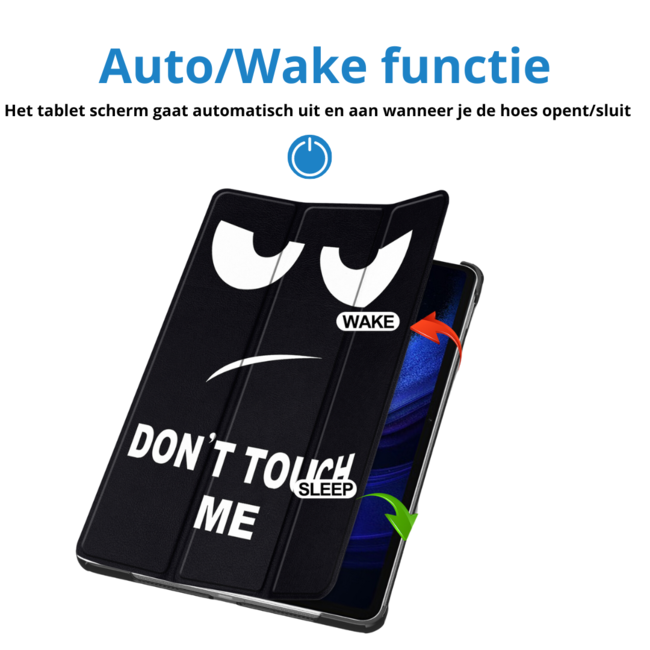 Case2go - Tablet hoes geschikt voor Xiaomi Pad 6 / Pad 6 Pro - Tri-Fold Book Case - Auto Wake/Sleep functie - Don’t Touch Me