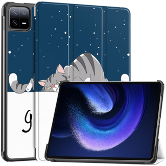 Case2go Case2go - Tablet hoes geschikt voor Xiaomi Pad 6 / Pad 6 Pro - Tri-Fold Book Case - Auto Wake/Sleep functie - Good Night