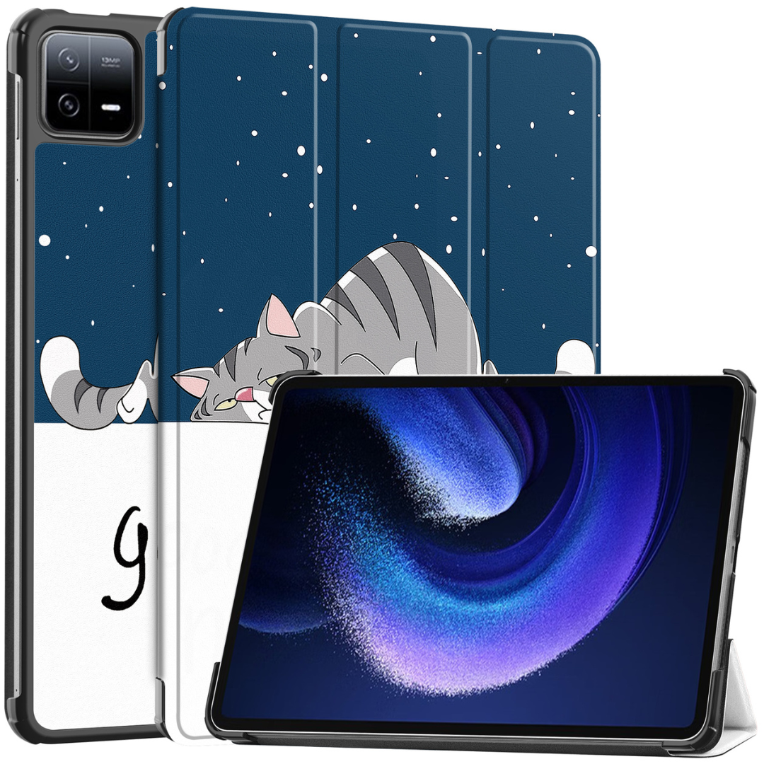 Case2go - Tablet hoes geschikt voor Xiaomi Pad 6 / Pad 6 Pro - Tri-Fold Book Case - Auto Wake/Sleep functie - Good Night afbeelding