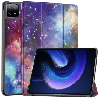 Case2go Case2go - Tablet hoes geschikt voor Xiaomi Pad 6 (2023) - Tri-Fold Book Case - Auto Wake/Sleep functie - Galaxy