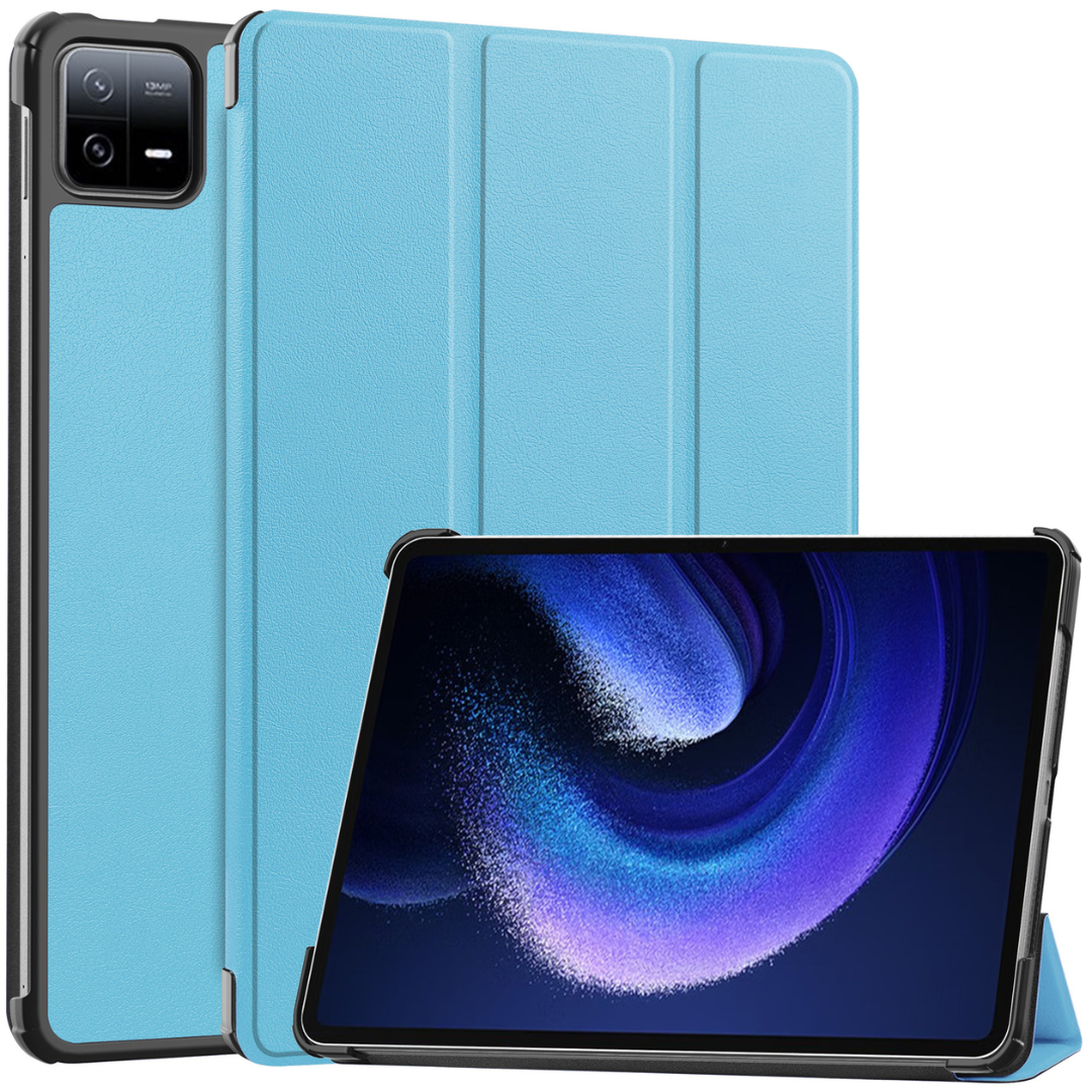 Case2go - Tablet hoes geschikt voor Xiaomi Pad 6 / Pad 6 Pro - Tri-Fold Book Case - Auto Wake/Sleep functie - Licht Blauw afbeelding
